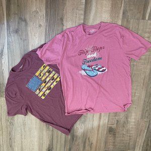 Patriotic Tshirts Mens XXL Pink USA 4th of July Red Whitte & Blue 2 Summer Tops